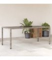 vidaXL Garden Table | Grey | PE rattan, powder-coated steel, tempered glass — Size: 190 x 90 x 75 cm