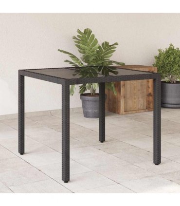 vidaXL Garden Table | Black | PE Rattan | 90x90 cm | Sturdy | Garden Table — Size: 90 x 90 x 75 cm