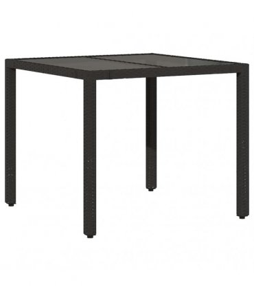 vidaXL Garden Table | Black | PE Rattan | 90x90 cm | Sturdy | Garden Table — Size: 90 x 90 x 75 cm