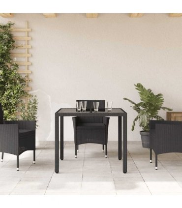 vidaXL Garden Table | Black | PE Rattan | 90x90 cm | Sturdy | Garden Table — Size: 90 x 90 x 75 cm