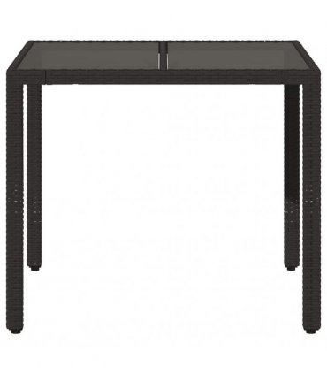 vidaXL Garden Table | Black | PE Rattan | 90x90 cm | Sturdy | Garden Table — Size: 90 x 90 x 75 cm