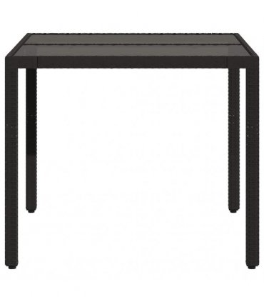 vidaXL Garden Table | Black | PE Rattan | 90x90 cm | Sturdy | Garden Table — Size: 90 x 90 x 75 cm