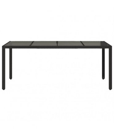 vidaXL Garden Table | Black | Poly Rattan, Powder-Coated Steel, Tempered Glass — Size: 190 x 90 x 75 cm