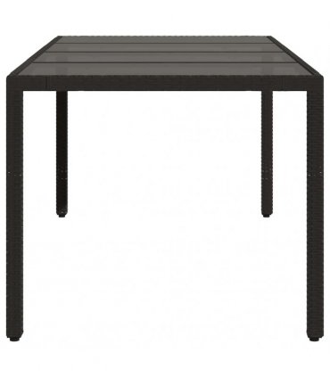 vidaXL Garden Table | Black | Poly Rattan, Powder-Coated Steel, Tempered Glass — Size: 190 x 90 x 75 cm