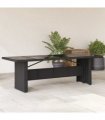 vidaXL Garden Table | Black | PE rattan, powder-coated steel, tempered glass — Size: 240 x 90 x 75 cm