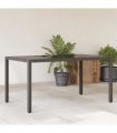 vidaXL Garden Table | Black | Poly Rattan, Tempered Glass, Powder-Coated Steel — Size: 150 x 90 x 75 cm