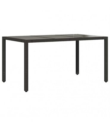 vidaXL Garden Table | Black | Poly Rattan, Tempered Glass, Powder-Coated Steel — Size: 150 x 90 x 75 cm