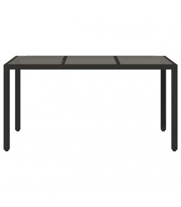 vidaXL Garden Table | Black | Poly Rattan, Tempered Glass, Powder-Coated Steel — Size: 150 x 90 x 75 cm