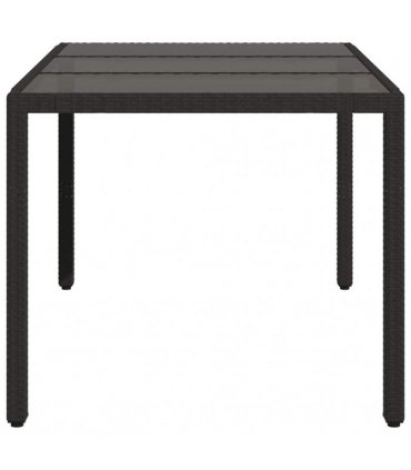 vidaXL Garden Table | Black | Poly Rattan, Tempered Glass, Powder-Coated Steel — Size: 150 x 90 x 75 cm