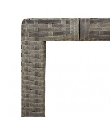 vidaXL Garden Table with Wooden Top Grey Poly Rattan&Solid Wood Acacia — Size: 150 x 90 x 75 cm