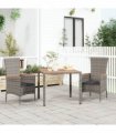 vidaXL Garden Table with Wooden Top Grey Poly Rattan&Solid Wood Acacia — Size: 90 x 90 x 75 cm