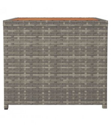 vidaXL Tea Table with Wooden Top Grey Poly Rattan&Solid Wood Acacia