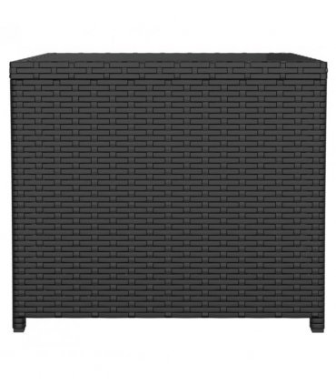 vidaXL Tea Table with Glass Top Black Poly Rattan&Tempered Glass