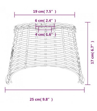vidaXL Ceiling Lamp Shade Brown Ø25x17 cm Wicker — Size: Ø 25 x 17 cm