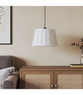vidaXL Ceiling Lamp Shade White Ø38x23 cm Wicker — Size: Ø 38 x 23 cm