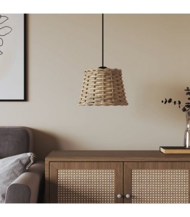 vidaXL Ceiling Lamp Shade Brown Ø20x15 cm Wicker — Size: Ø 20 x 15 cm