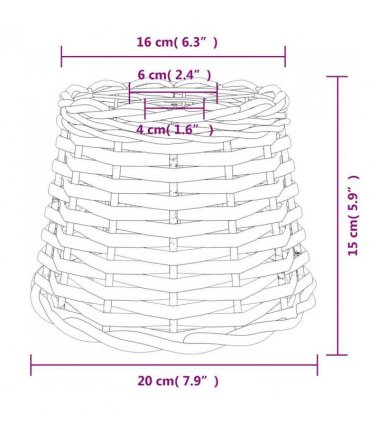 vidaXL Ceiling Lamp Shade Brown Ø20x15 cm Wicker — Size: Ø 20 x 15 cm
