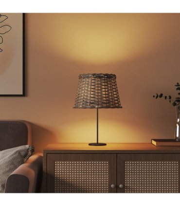 vidaXL Lamp Shade Brown Ø25x17 cm Wicker — Size: Ø 25 x 17 cm
