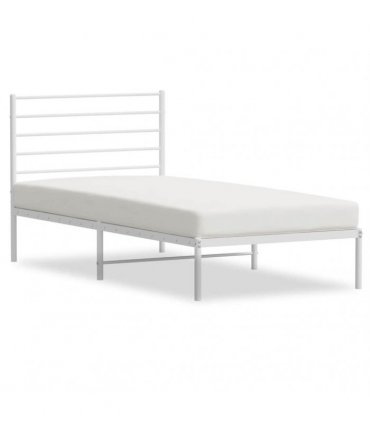 vidaXL Metal Bed Frame without Mattress with Headboard White 90x190cm — Size: 90 x 190 cm — V0671963369