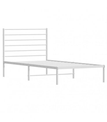 vidaXL Metal Bed Frame without Mattress with Headboard White 90x190cm — Size: 90 x 190 cm — V0671963369
