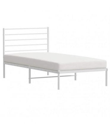 vidaXL Metal Bed Frame without Mattress with Headboard White 90x190cm — Size: 90 x 190 cm — V0671963369