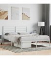 vidaXL Metal Bed Frame without Mattress with Headboard White 140x200cm — Size: 140 x 200 cm