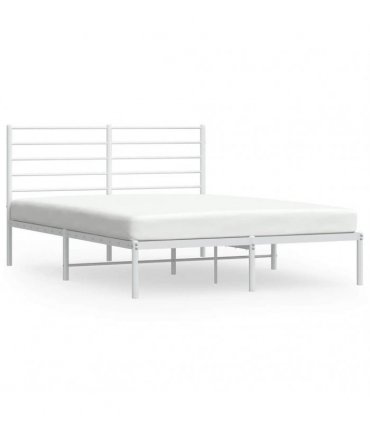 vidaXL Metal Bed Frame without Mattress with Headboard White 140x200cm — Size: 140 x 200 cm