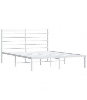 vidaXL Metal Bed Frame without Mattress with Headboard White 140x200cm — Size: 140 x 200 cm