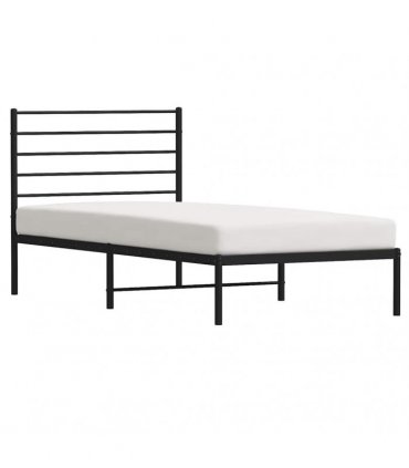 vidaXL Metal Bed Frame without Mattress with Headboard Black 107x203cm — Size: 107 x 203 cm