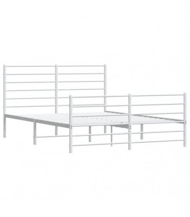 vidaXL Metal Bed Frame without Mattress with Footboard Whi — Size: 160 x 200 cm, Model: with headboard & footboard — V0671963379