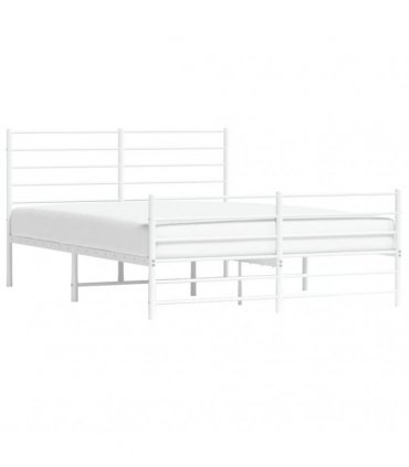 vidaXL Metal Bed Frame without Mattress with Footboard Whi — Size: 160 x 200 cm, Model: with headboard & footboard — V0671963379