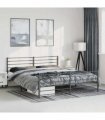 vidaXL Metal Bed Frame without Mattress with Footboard Black 183x213cm — Size: 183 x 213 cm, Model: with headboard & footboard