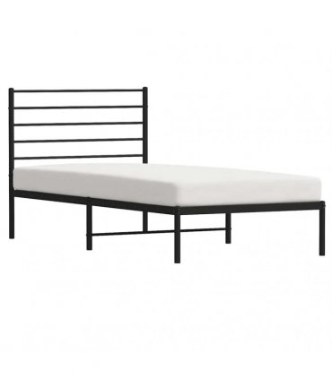 vidaXL Metal Bed Frame without Mattress with Headboard Black 90x190cm — Size: 90 x 190 cm — V0671963382