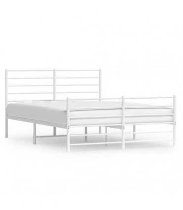 vidaXL Metal Bed Frame without Mattress with Footboard White 120x200cm — Size: 120 x 200 cm, Model: with headboard & footboard