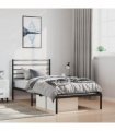 vidaXL Metal Bed Frame without Mattress with Headboard Black 100x200cm — Size: 100 x 200 cm