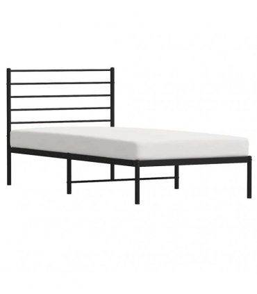 vidaXL Metal Bed Frame without Mattress with Headboard Black 100x200cm — Size: 100 x 200 cm