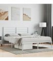 vidaXL Metal Bed Frame without Mattress with Headboard White 160x200cm — Size: 160 x 200 cm