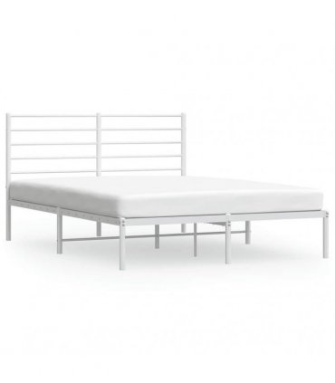 vidaXL Metal Bed Frame without Mattress with Headboard White 160x200cm — Size: 160 x 200 cm