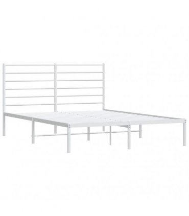 vidaXL Metal Bed Frame without Mattress with Headboard White 160x200cm — Size: 160 x 200 cm