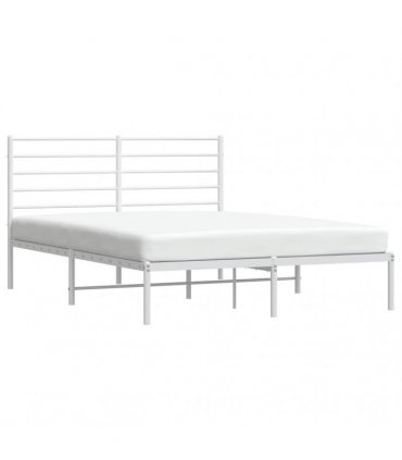 vidaXL Metal Bed Frame without Mattress with Headboard White 160x200cm — Size: 160 x 200 cm