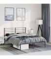 vidaXL Metal Bed Frame without Mattress with Headboard Black 150x200cm — Size: 150 x 200 cm — V0671963389