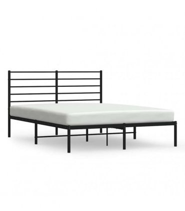 vidaXL Metal Bed Frame without Mattress with Headboard Black 150x200cm — Size: 150 x 200 cm — V0671963389