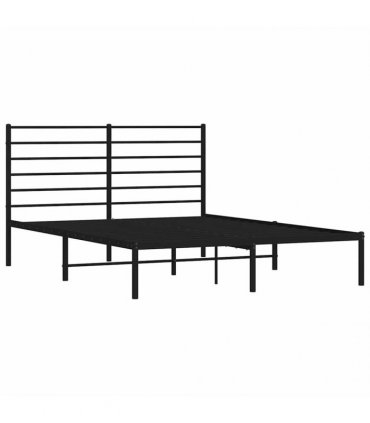 vidaXL Metal Bed Frame without Mattress with Headboard Black 150x200cm — Size: 150 x 200 cm — V0671963389