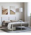 vidaXL Metal Bed Frame without Mattress with Footboard Whi — Size: 150 x 200 cm, Model: with headboard & footboard — V0671963390