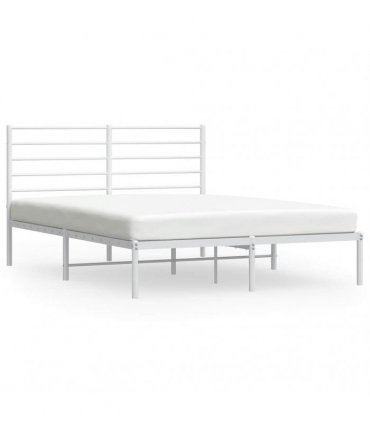 vidaXL Metal Bed Frame without Mattress with Headboard White 120x190cm — Size: 120 x 190 cm