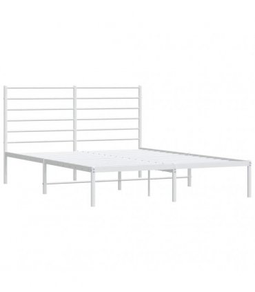 vidaXL Metal Bed Frame without Mattress with Headboard White 120x190cm — Size: 120 x 190 cm