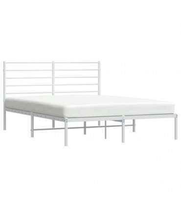 vidaXL Metal Bed Frame without Mattress with Headboard White 120x190cm — Size: 120 x 190 cm