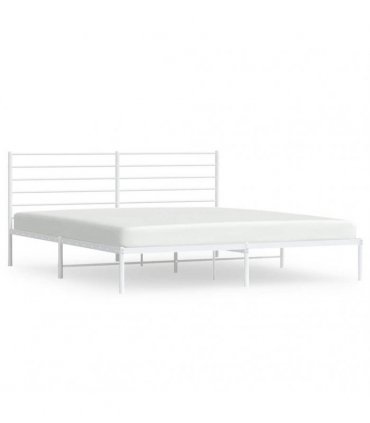 vidaXL Metal Bed Frame without Mattress with Headboard White 183x213cm — Size: 183 x 213 cm