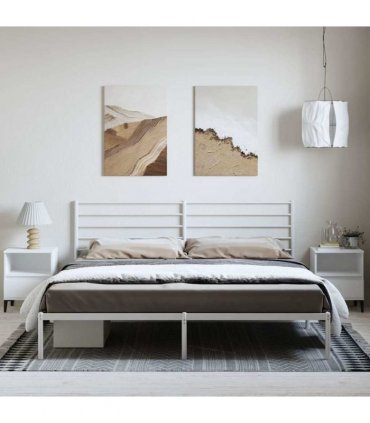 vidaXL Metal Bed Frame without Mattress with Headboard White 183x213cm — Size: 183 x 213 cm