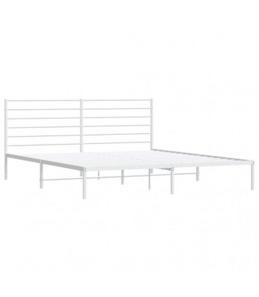 vidaXL Metal Bed Frame without Mattress with Headboard White 183x213cm — Size: 183 x 213 cm